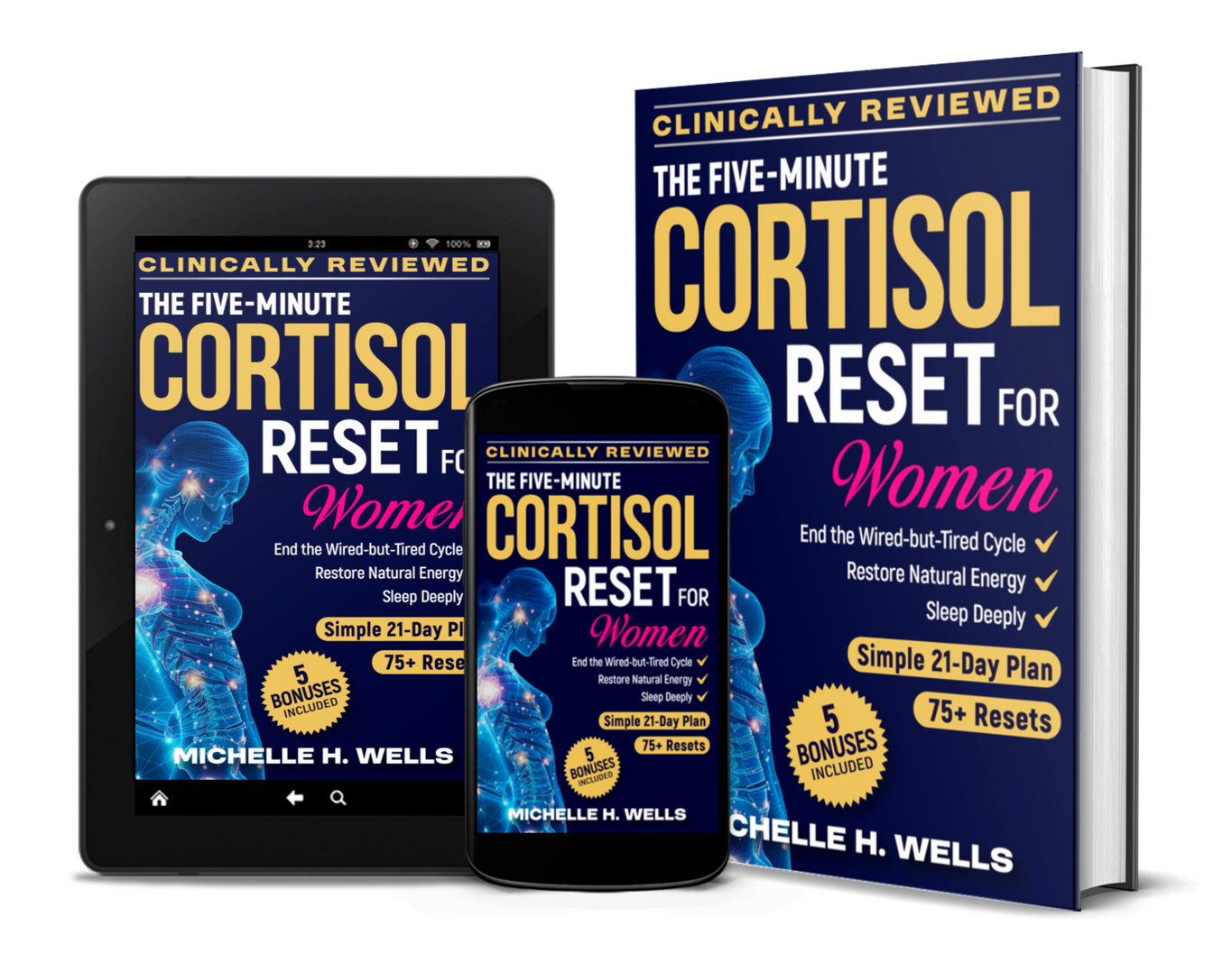 THE FIVE-MINUTE CORTISOL RESET FOR WOMEN A Science-Backed 21-Day Nervous System Plan With Somatic Exercises to Reduce Stress, Recover from Burnout, Clear Brain Fog, Boost Energy and Sleep Better
